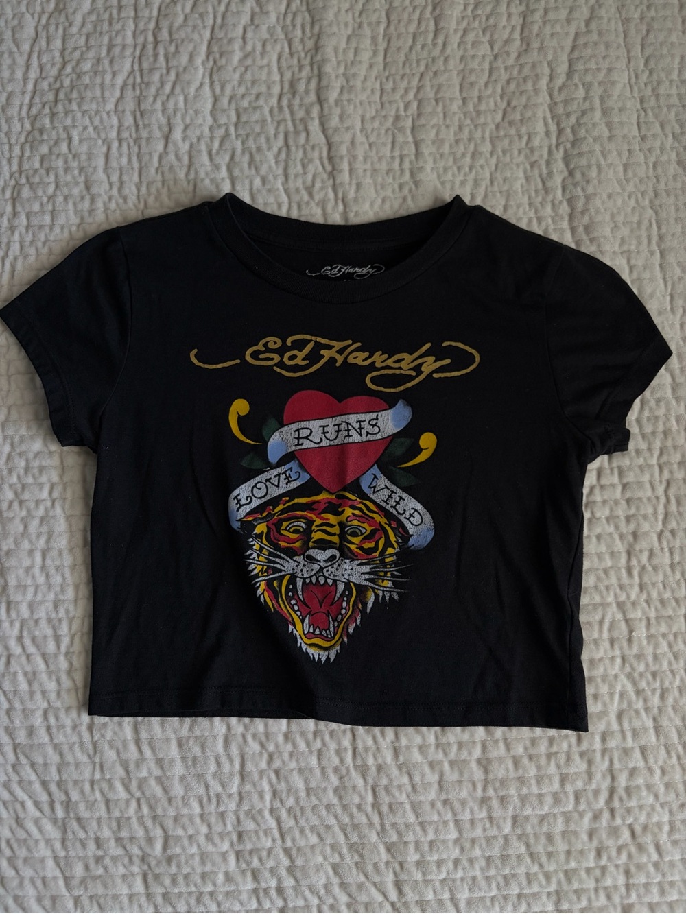 Ed Hardy "Love Runs Wild" Graphic CropEd Hardy "Love Runs Wild" Graphic Crop Top